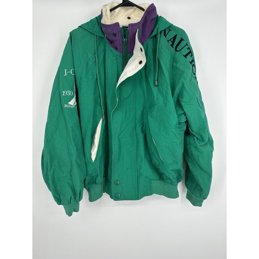 Vintage 90s Nautica Mens J-Class Nautica Challenge Sailing Hooded Jacket Size La